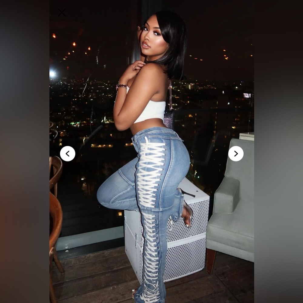 Fashion Nova - Size 5- Lace-Up Bootcut Jeans